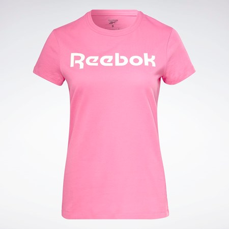 Reebok Treningowe Essentials Grafiką Tee Różowe | TZAJ-24683