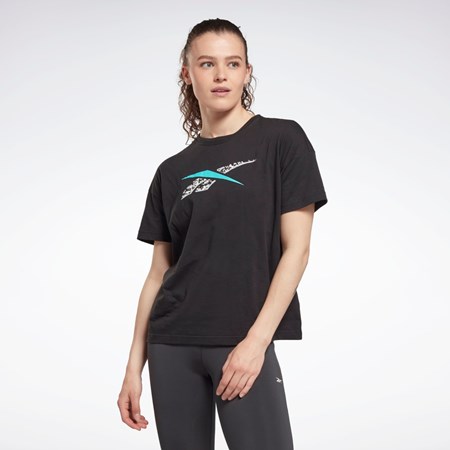 Reebok Treningowe Essentials Modern Safari Grafiką Tee Czarne | DNVR-58146