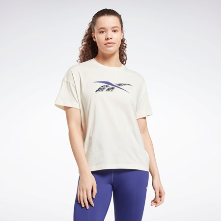 Reebok Treningowe Essentials Modern Safari Grafiką Tee Białe | ZVMA-74653