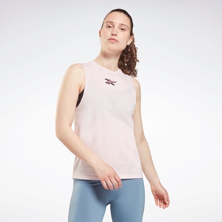 Reebok Treningowe Essentials Muscle Grafiką Tank Top Frost Berry | PSNH-47310