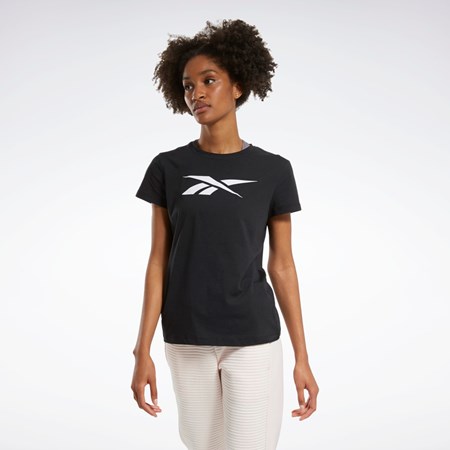 Reebok Treningowe Essentials Vector Grafiką Tee Czarne | ISPA-91547