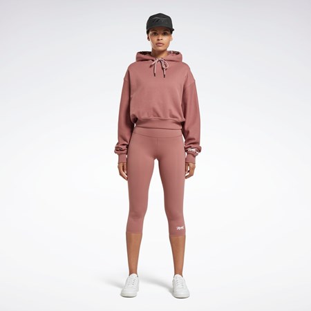 Reebok Victoria Beckham Crop Logo Hoodie Parched Earth | FUPX-82036