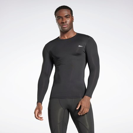 Reebok Workout Ready Compression Long Sleeve Shirt Czarne | FRXS-54291