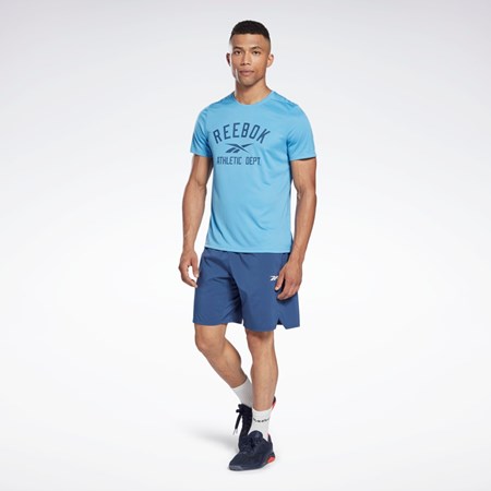 Reebok Workout Ready Grafiką T-Shirt Niebieskie | YWVZ-09281