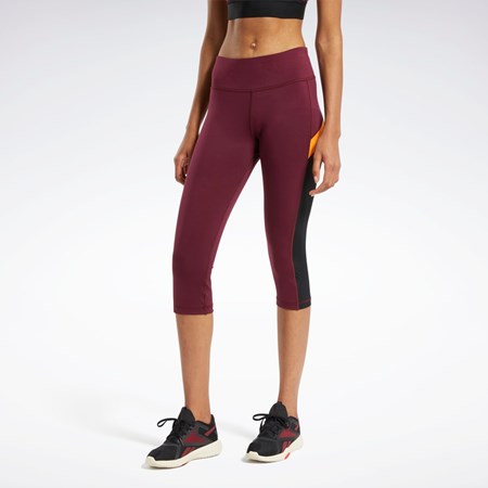 Reebok Workout Ready Mesh Capri Tights Bordowe | FBKI-51203