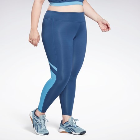 Reebok Workout Ready Mesh Leggings (Plus Size) Niebieskie | MDZX-14826