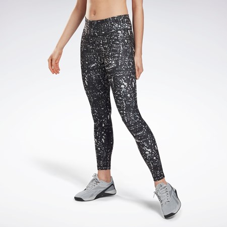 Reebok Workout Ready Printed Leggings Czarne | DIPB-52176