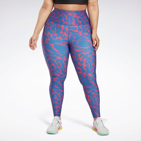 Reebok Workout Ready Printed Leggings (Plus Size) Różowe | BIUF-37142