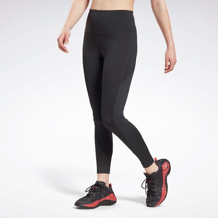 Reebok Workout Ready Rib High-Rise Leggings Czarne | GXIN-17508