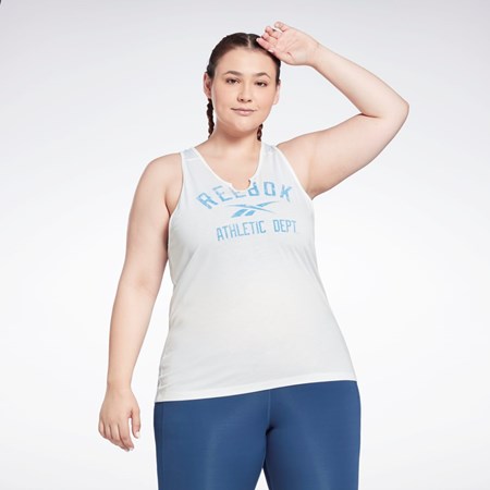 Reebok Workout Ready Supremium Big Logo Tank Top (Plus Size) Białe | JOKS-16532