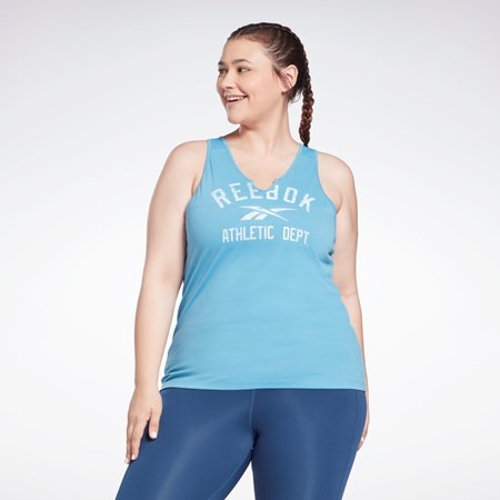 Reebok Workout Ready Supremium Big Logo Tank Top (Plus Size) Niebieskie | OJRA-91637