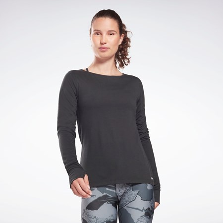 Reebok Workout Ready Supremium Long Sleeve T-Shirt Czarne | XBSC-36491