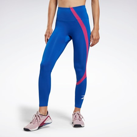 Reebok Workout Ready Vector Leggings Niebieskie | JVYR-43269