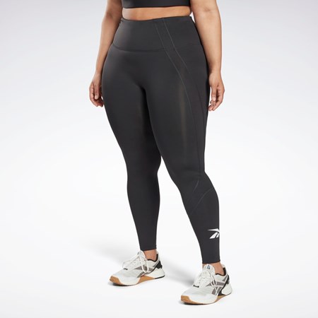 Reebok Workout Ready Vector Leggings (Plus Size) Czarne | JDRP-60937