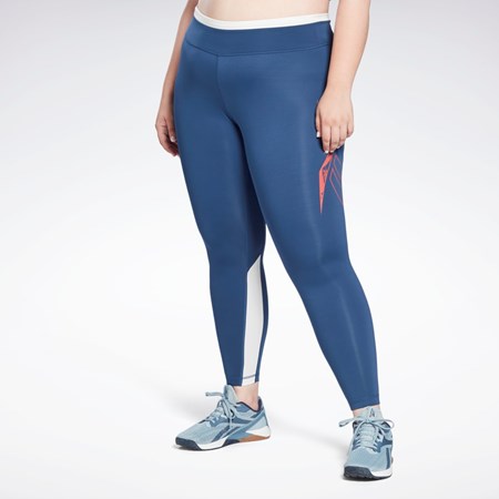 Reebok Workout Ready Vector Leggings (Plus Size) Niebieskie | MHUC-89156