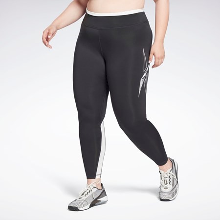 Reebok Workout Ready Vector Leggings (Plus Size) Czarne | VAHX-46128