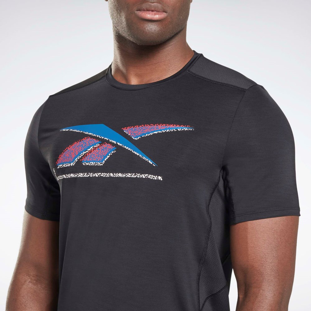 Reebok ACTIVCHILL Grafiką Athlete T-Shirt Czarne | IRXF-17854