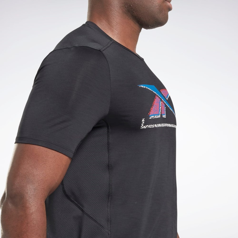 Reebok ACTIVCHILL Grafiką Athlete T-Shirt Czarne | IRXF-17854