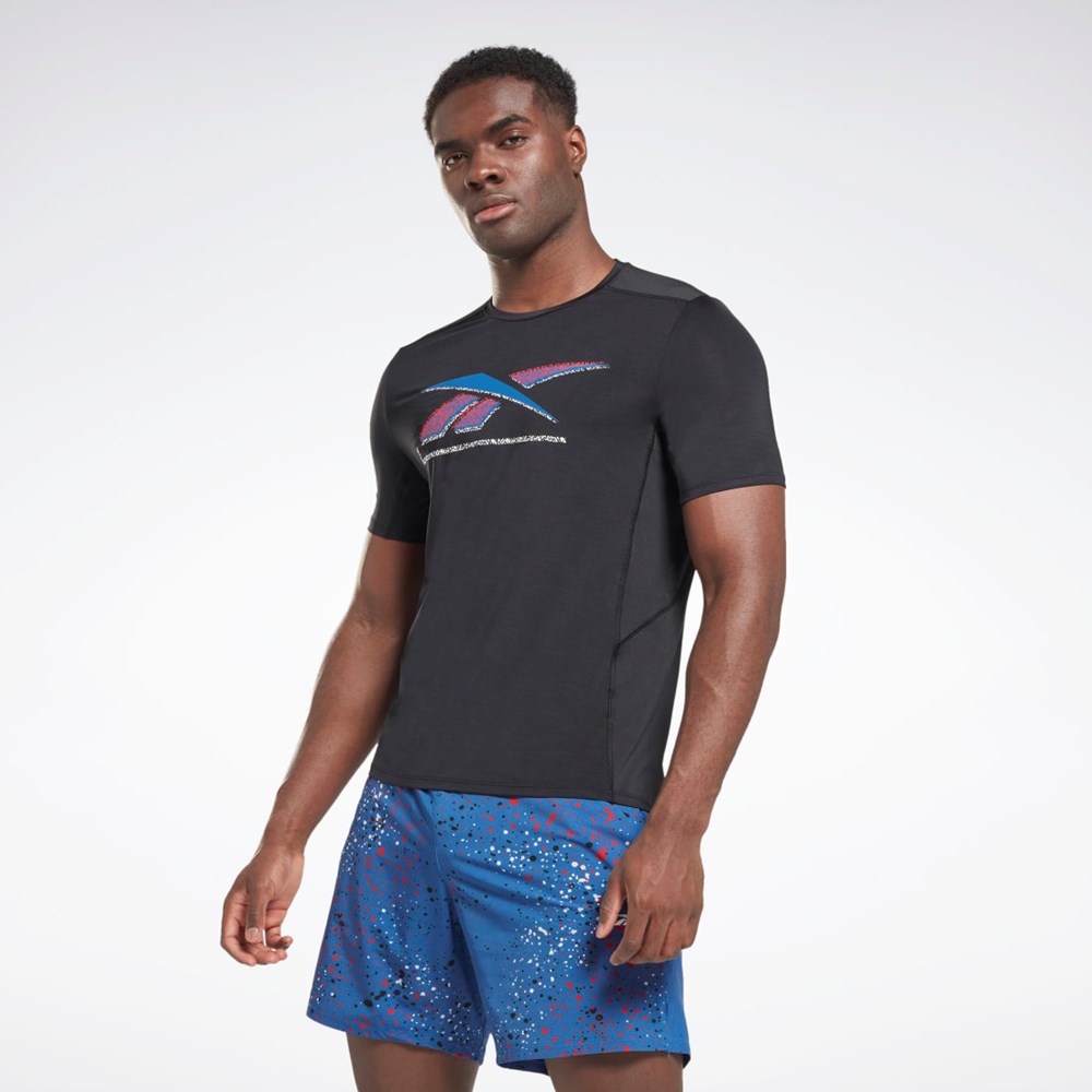 Reebok ACTIVCHILL Grafiką Athlete T-Shirt Czarne | IRXF-17854