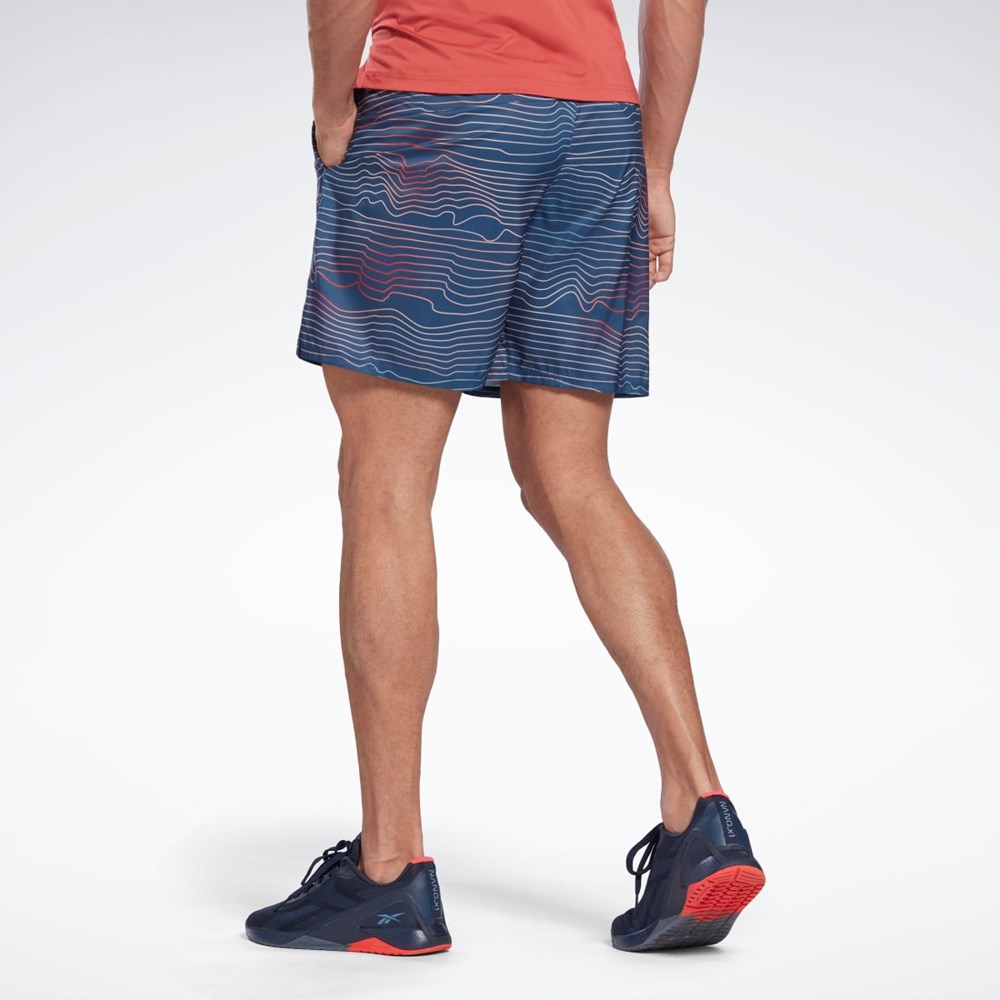 Reebok Allover Print Speed 2.0 Shorts Niebieskie | KTIF-64729