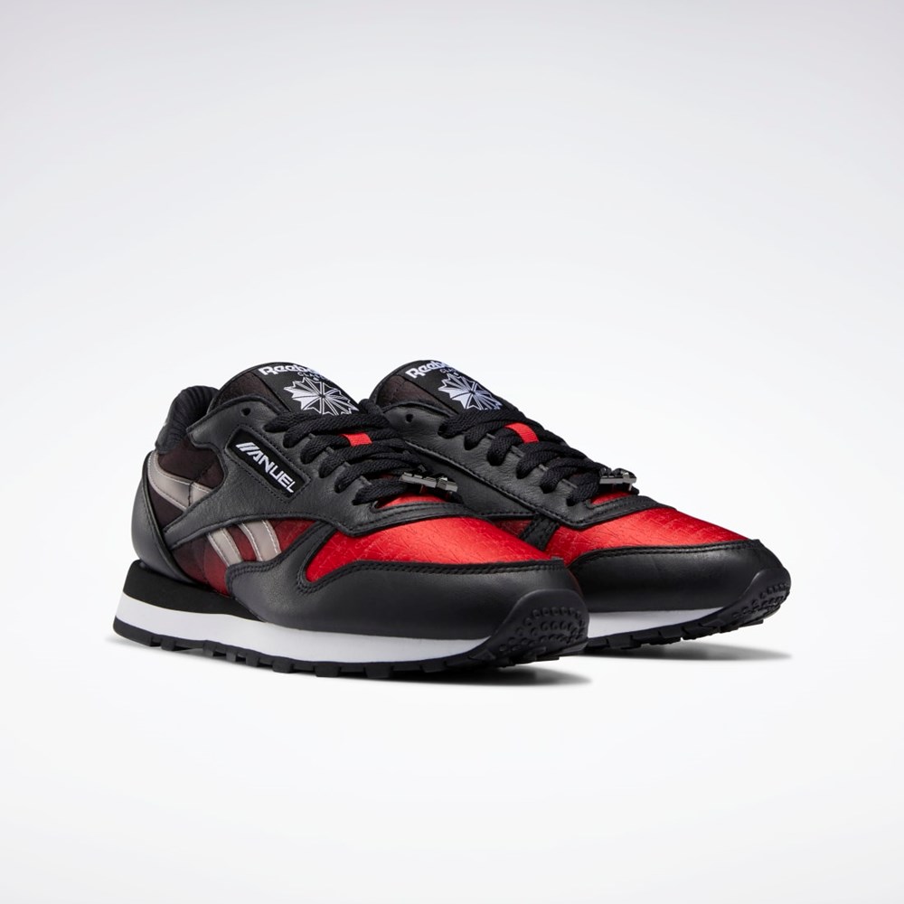 Reebok Anuel Classic Leather Shoes Czarne Czerwone Białe | NGUX-34190