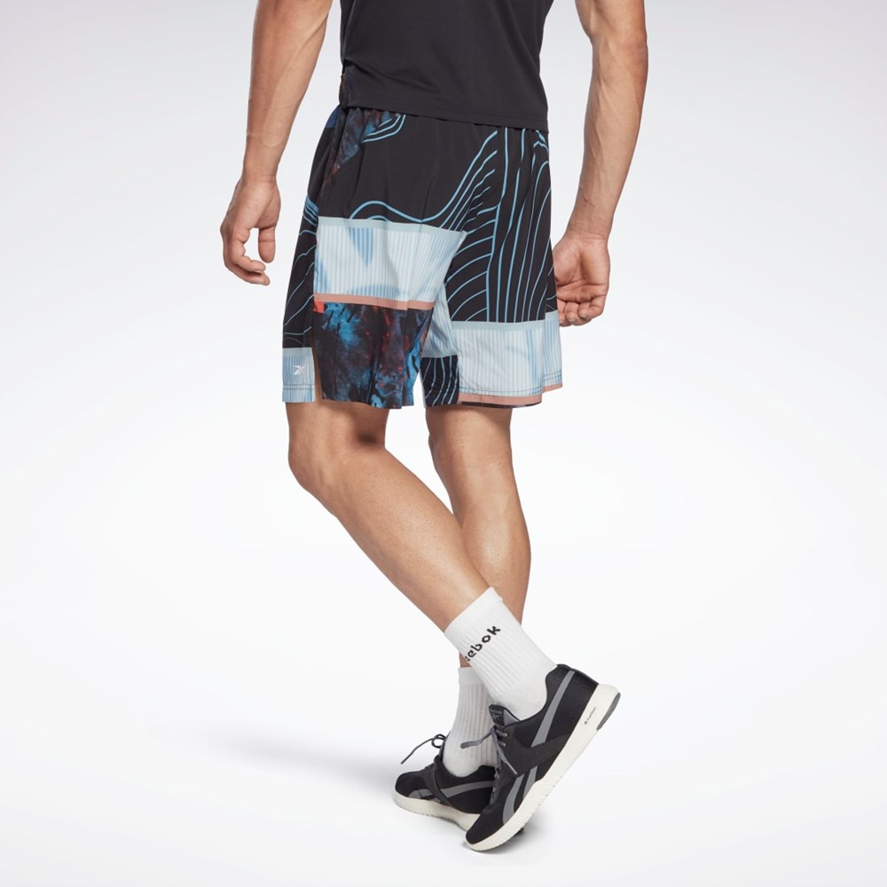 Reebok Austin Allover Print Shorts Czarne | IOSD-86527