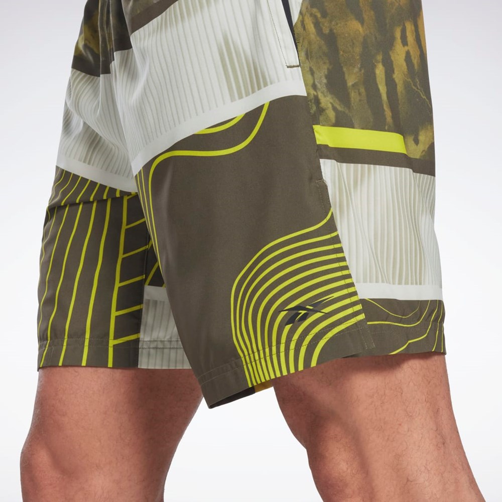 Reebok Austin Allover Print Shorts Zielone | SGOL-02847