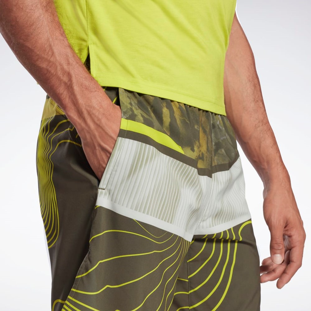 Reebok Austin Allover Print Shorts Zielone | SGOL-02847