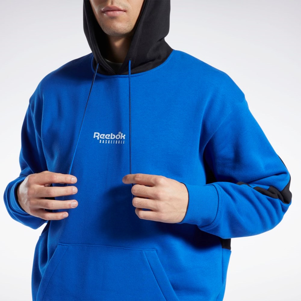 Reebok Basketball Back Vector Fleece Hoodie Niebieskie | KYVN-57869