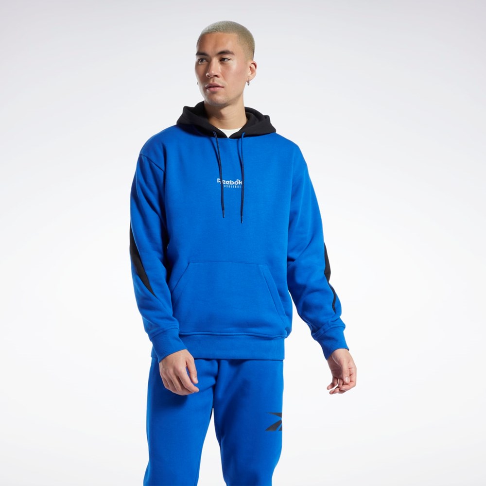 Reebok Basketball Back Vector Fleece Hoodie Niebieskie | KYVN-57869