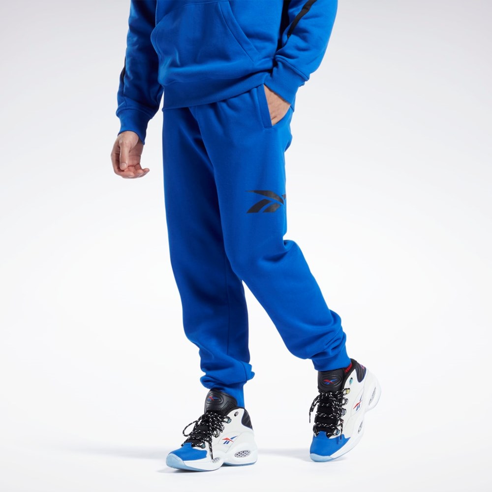 Reebok Basketball Vector Fleece Joggers Niebieskie | BWDM-62083