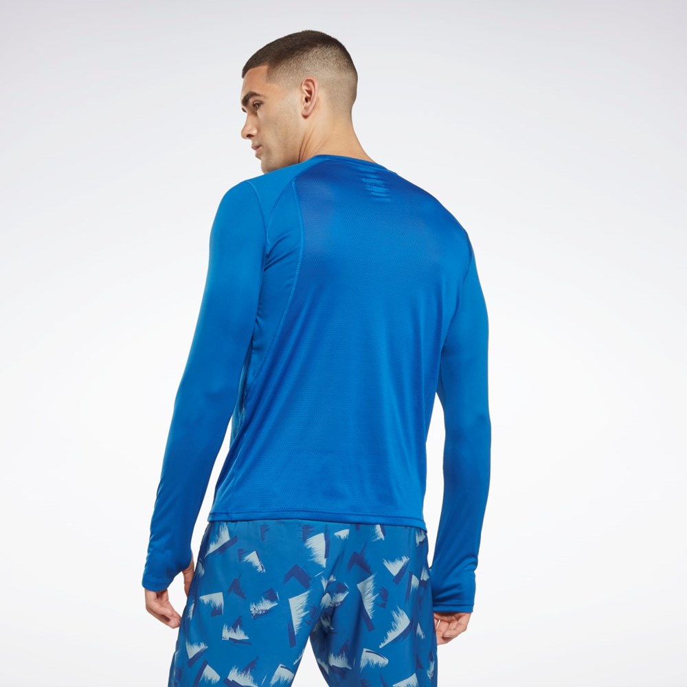 Reebok Biegania Long Sleeve T-Shirt Niebieskie | ISZM-12963