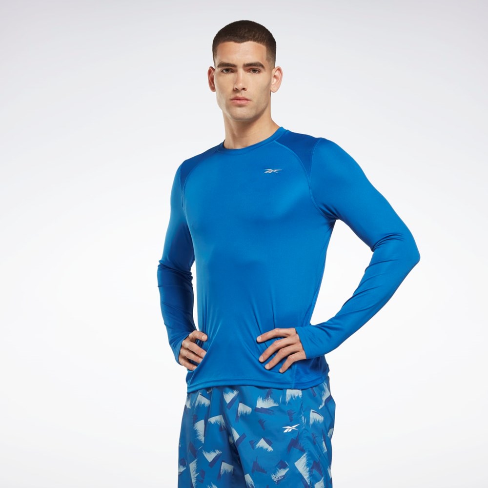 Reebok Biegania Long Sleeve T-Shirt Niebieskie | ISZM-12963