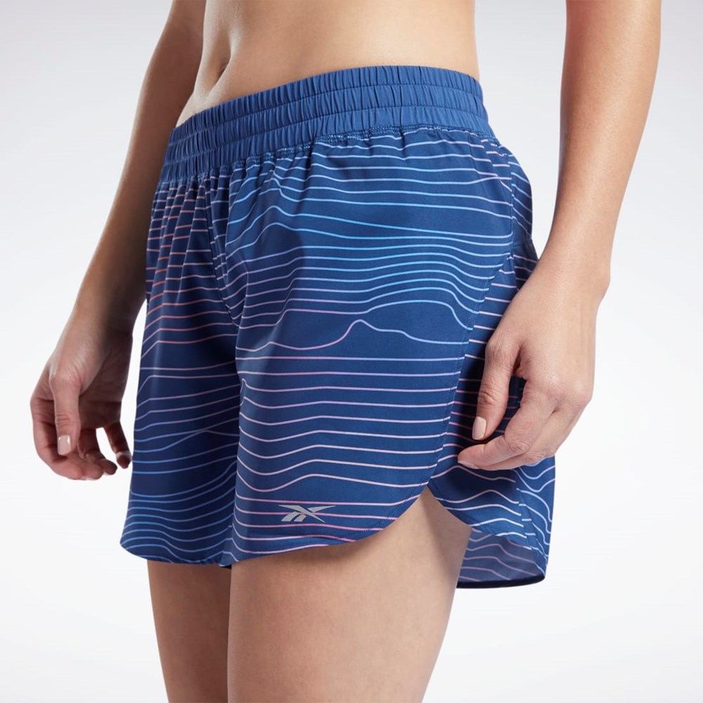 Reebok Biegania Printed Shorts Niebieskie | DZFI-58279