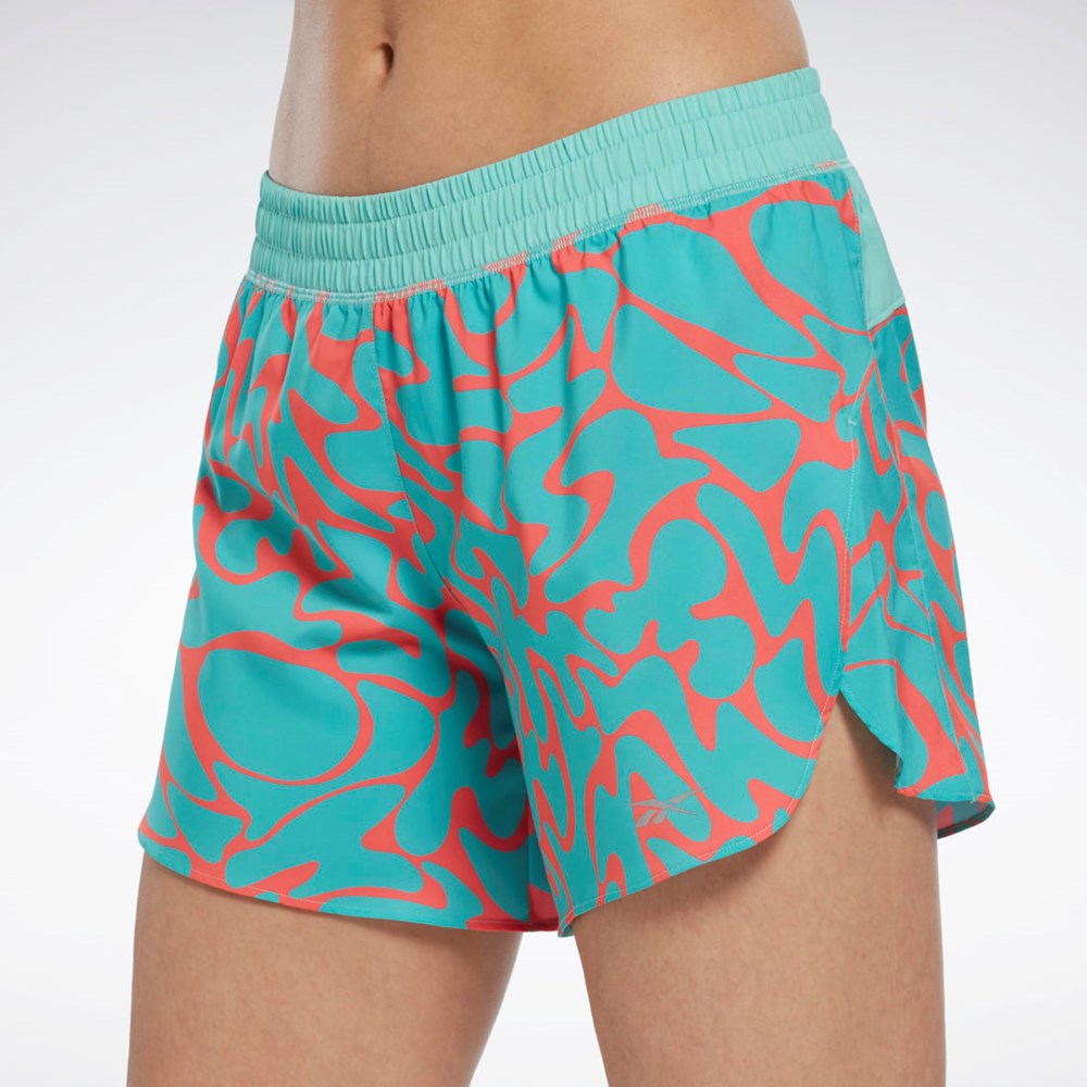 Reebok Biegania Printed Shorts Semi Classic Teal | GJPL-39758