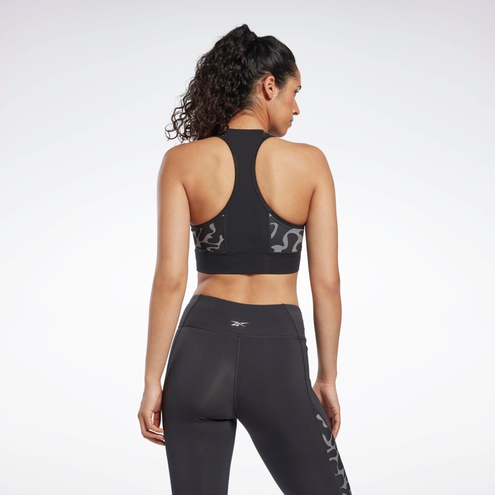 Reebok Biegania Printed Sports Bra Czarne | JBOP-48209