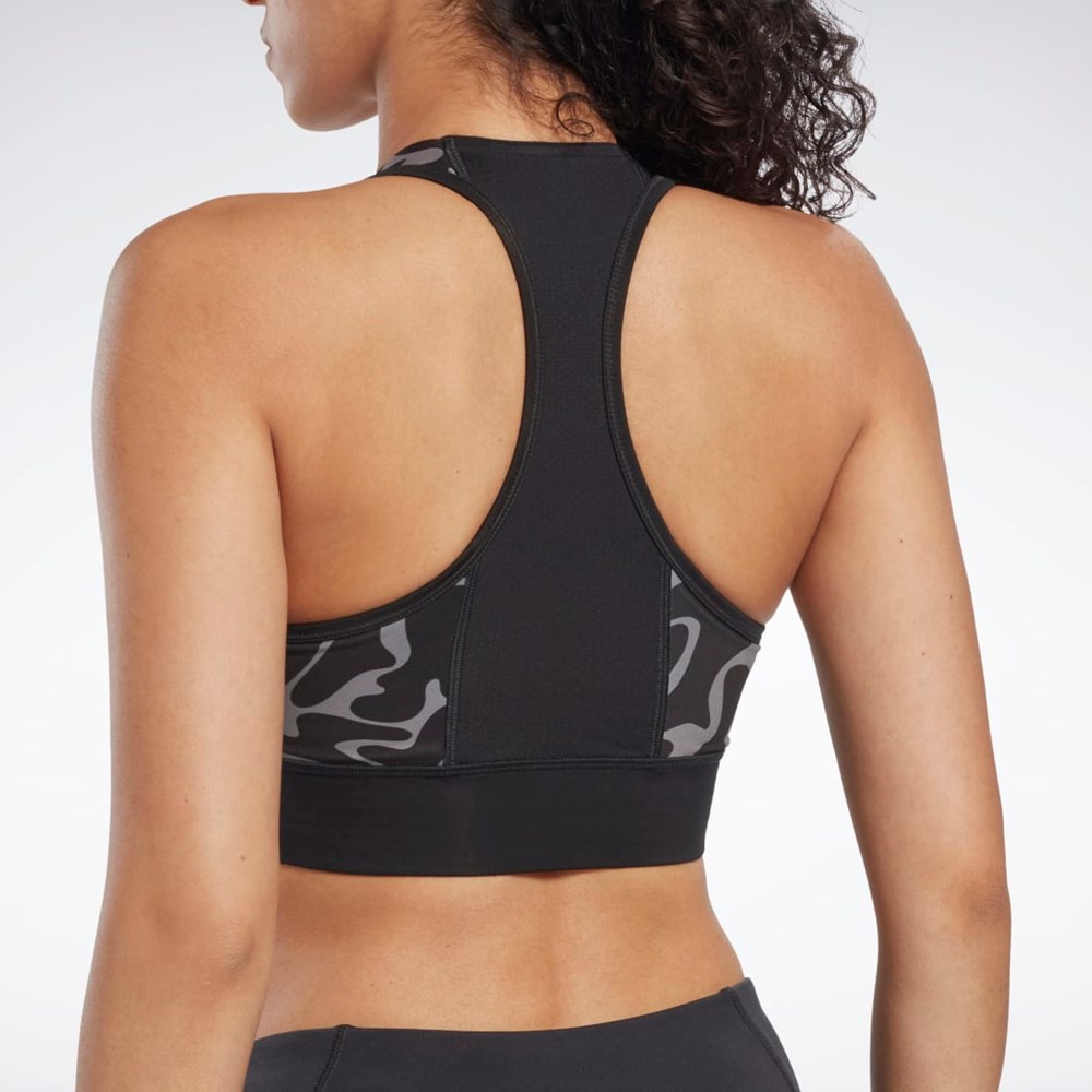 Reebok Biegania Printed Sports Bra Czarne | JBOP-48209