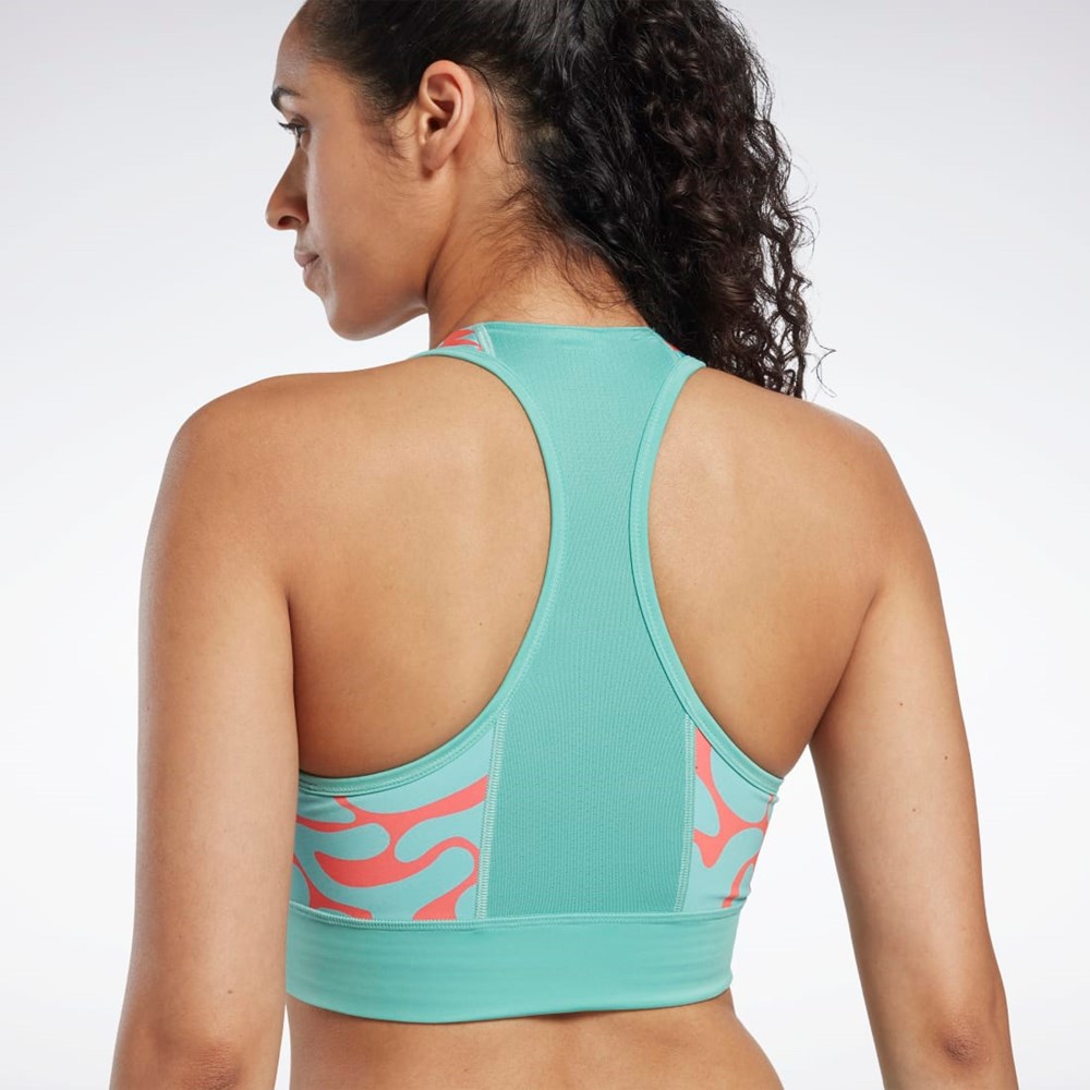 Reebok Biegania Printed Sports Bra Semi Classic Teal | PCMT-39461