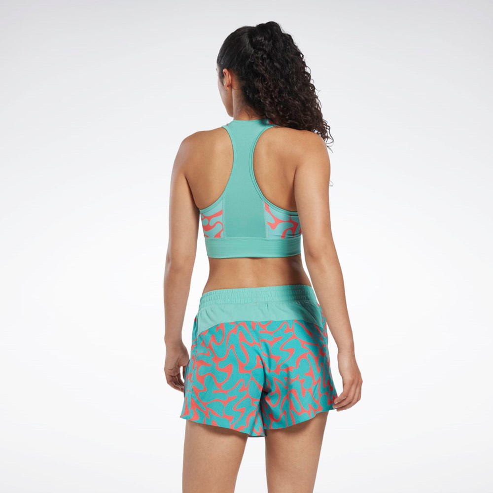 Reebok Biegania Printed Sports Bra Semi Classic Teal | PCMT-39461