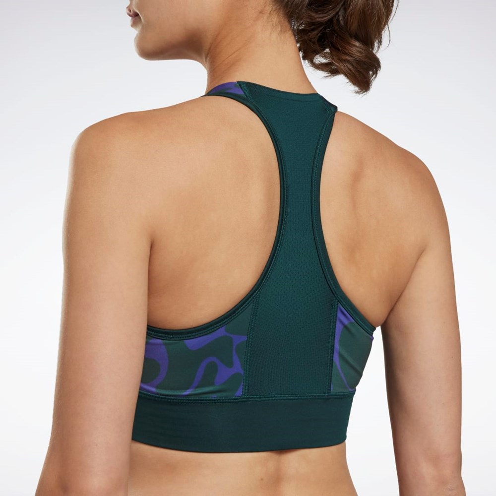 Reebok Biegania Printed Sports Bra Zielone | EGYT-78902