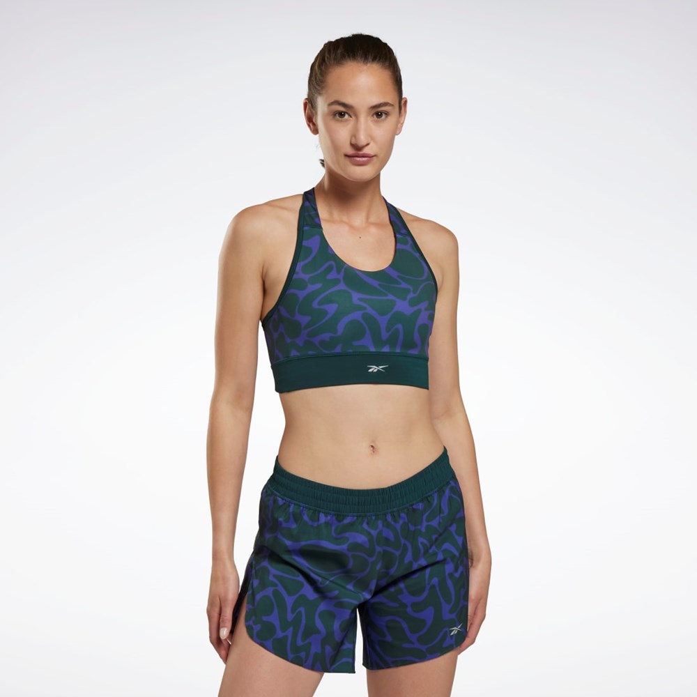 Reebok Biegania Printed Sports Bra Zielone | EGYT-78902