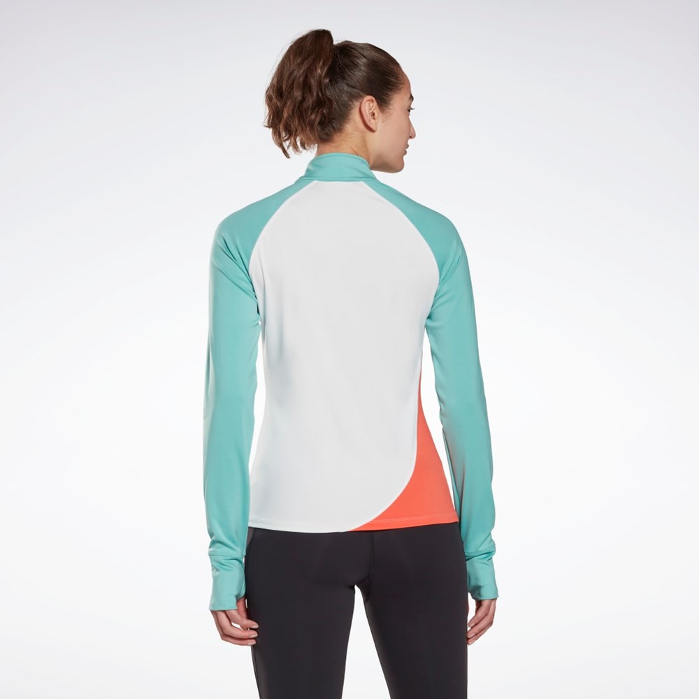 Reebok Biegania Quarter-Zip Sweatshirt Białe | QCDL-27106