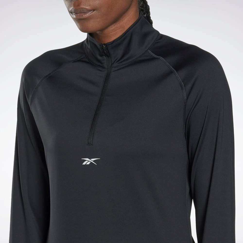 Reebok Biegania Quarter-Zip Sweatshirt Czarne | EIDG-59104