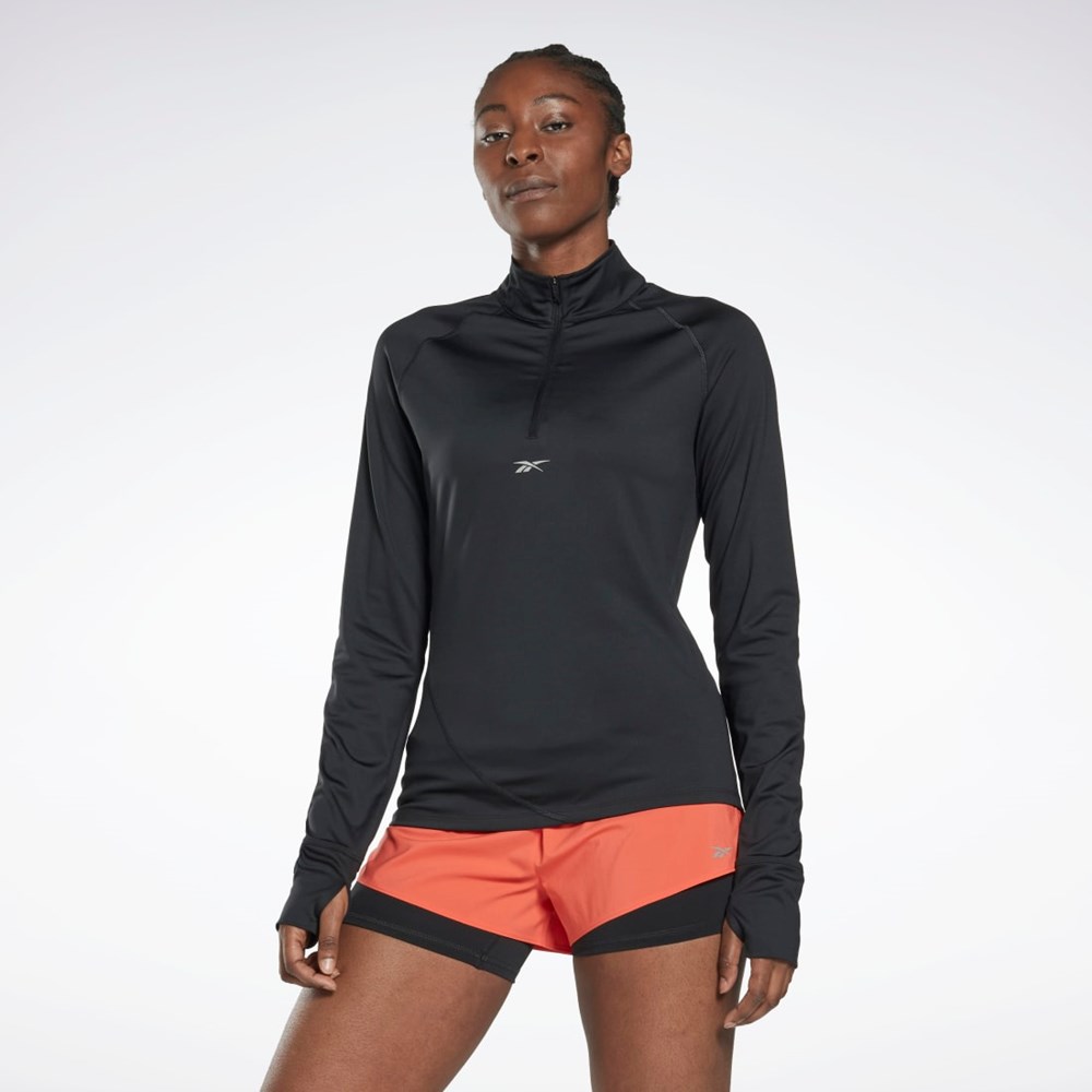 Reebok Biegania Quarter-Zip Sweatshirt Czarne | EIDG-59104