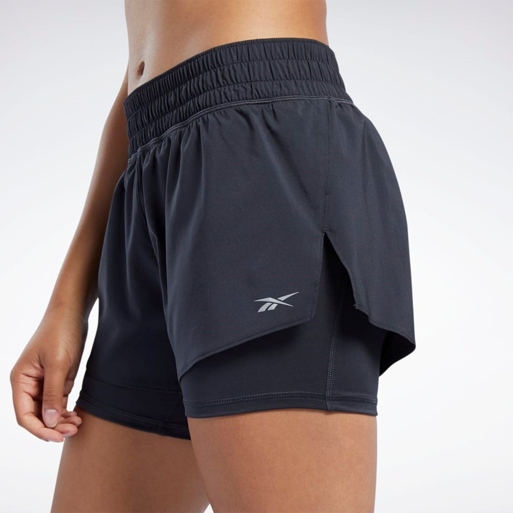 Reebok Biegania Two-in-One Shorts Czarne | PIYC-51437