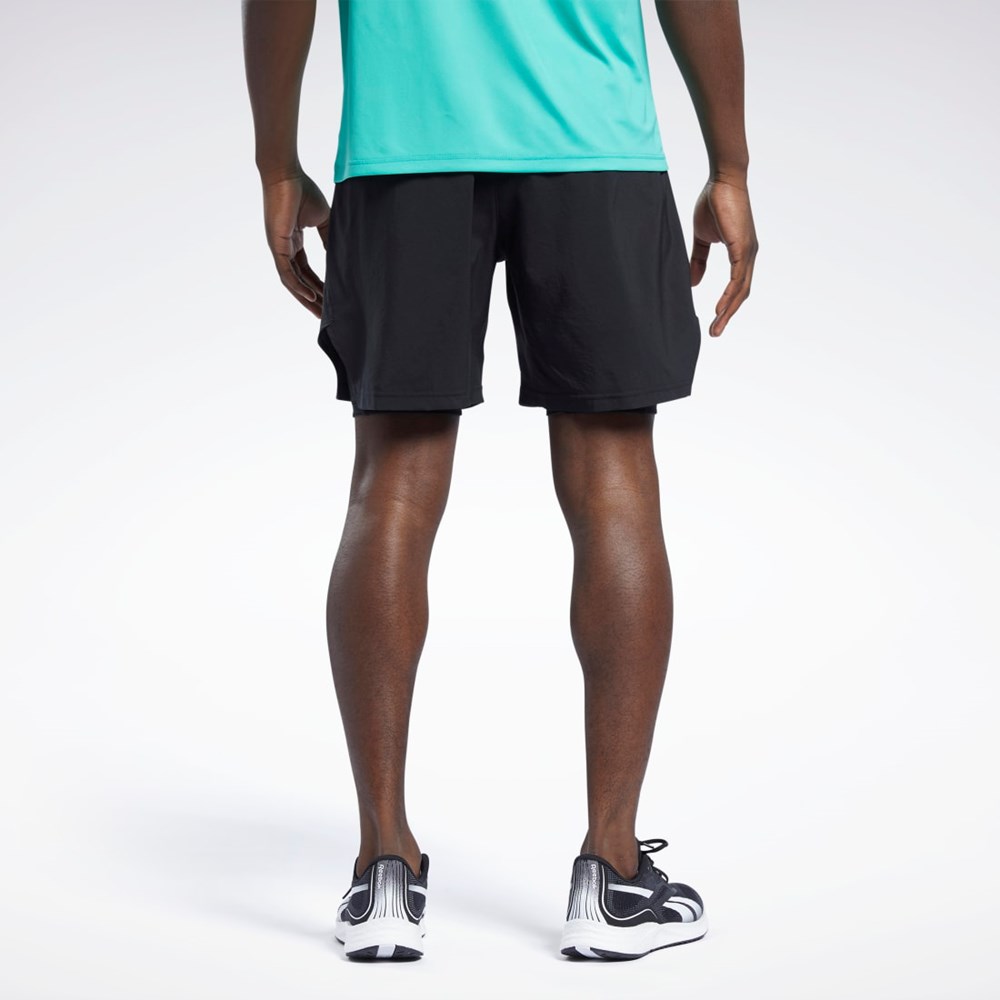 Reebok Biegania Two-in-One Shorts Czarne | RJPI-97285