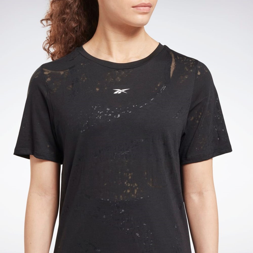 Reebok Burnout T-Shirt Czarne | DHVF-20983