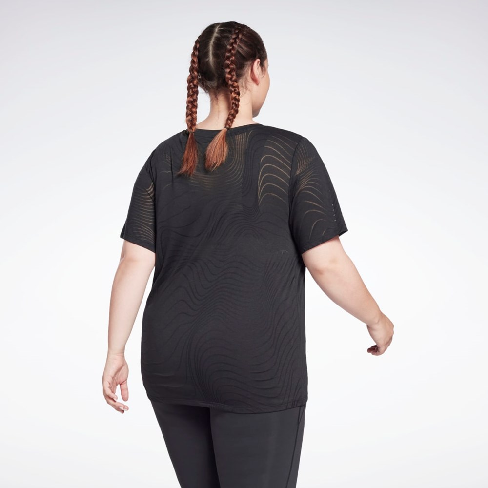 Reebok Burnout T-Shirt (Plus Size) Czarne | NSEI-32076