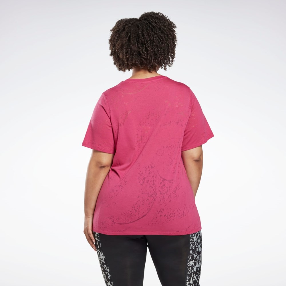 Reebok Burnout T-Shirt (Plus Size) Różowe | OTJD-75064