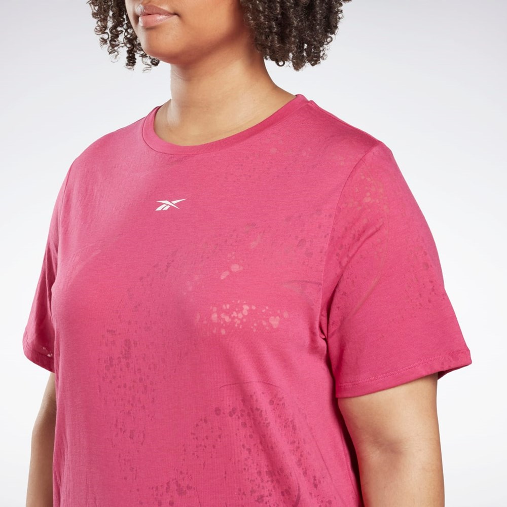 Reebok Burnout T-Shirt (Plus Size) Różowe | OTJD-75064